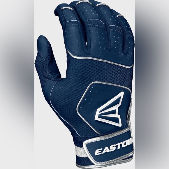EASTON Walk Off Dark Blue Batting Glove with Silver Trim - Picture 1 of 7